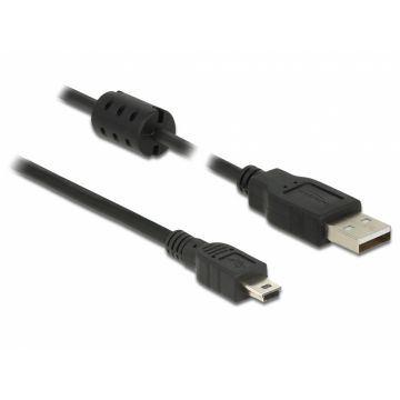 Cablu USB 2.0 la mini USB-B 1m Negru T-T, Delock 84912