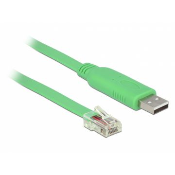 Cablu USB 2.0 tip A la Serial RS-232 RJ45 (pentru router Cisco) T-T 1.8m, Delock 62960