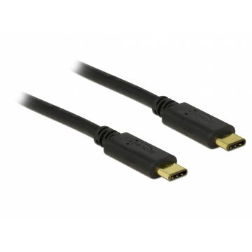 Cablu USB 2.0 tip C T-T Negru 1m 3A, Delock 83673