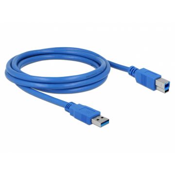 Cablu USB 3.0 tip A la tip B 2m T-T albastru, Delock 82434