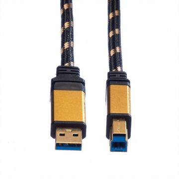 Cablu USB 3.0 tip A la tip B Gold 1.8m T-T, Roline 11.02.8902