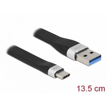 Cablu USB 3.2 Gen 1-A la type C FPC Flat Ribbon PD 3A 13.5cm, Delock 85771