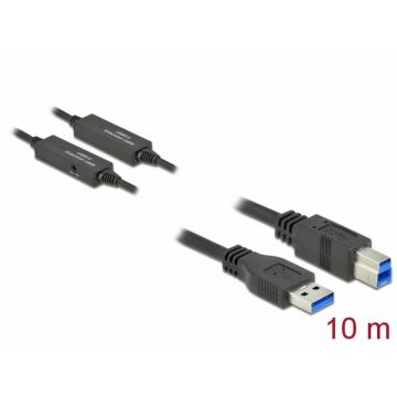 Cablu USB 3.2 Gen 1-A la USB-B activ T-T 10m Negru, Delock 85380