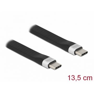Cablu USB 3.2 Gen 2 type C la type C FPC Flat Ribbon  PD 3A E-Marker 13.5cm, Delock 85770