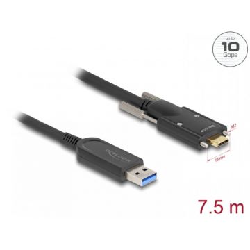 Cablu activ optic USB 3.2 Gen1-A la USB type C cu suruburi T-T 7.5m, Delock 83201