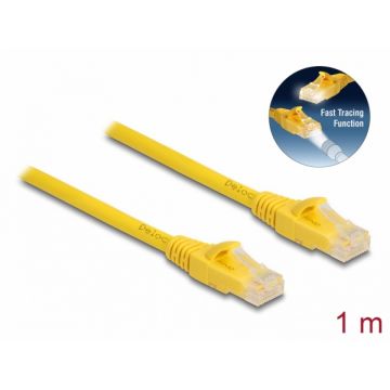 Cablu de retea RJ45 6A UTP Fast Tracing 1m Galben, Delock 80101