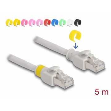 Cablu de retea RJ45 Cat.6A FTP + 20 cleme colorate 5m Gri, Delock 80121