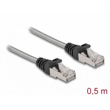 Cablu de retea RJ45 Cat.6A FTP cu izolatie metalica 0.5m Negru, Delock 80107