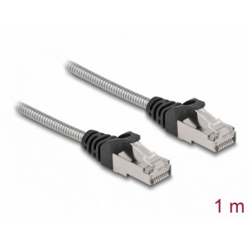 Cablu de retea RJ45 Cat.6A FTP cu izolatie metalica 1m Negru, Delock 80108