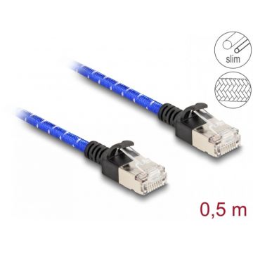Cablu de retea RJ45 Cat.6A FTP Slim brodat 0.5m, Delock 80376