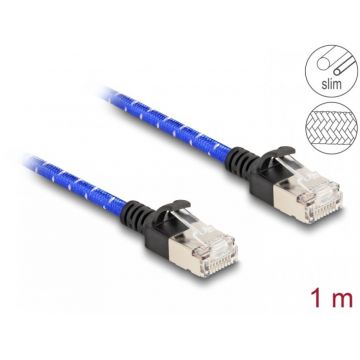 Cablu de retea RJ45 Cat.6A FTP Slim brodat 1m, Delock 80377