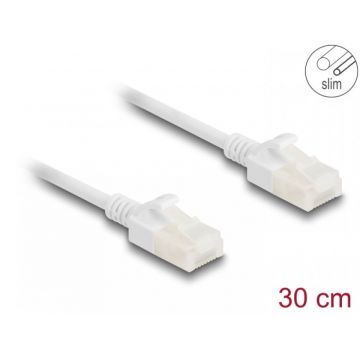 Cablu de retea RJ45 Cat.6A UTP pentru uz industrial Slim 0.3m Alb, Delock 80357