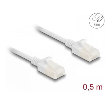 Cablu de retea RJ45 Cat.6A UTP pentru uz industrial Slim 0.5m Alb, Delock 80358