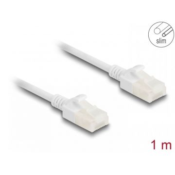 Cablu de retea RJ45 Cat.6A UTP pentru uz industrial Slim 1m Alb, Delock 80359