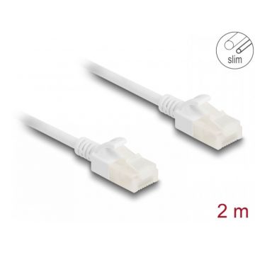 Cablu de retea RJ45 Cat.6A UTP pentru uz industrial Slim 2m Alb, Delock 80360