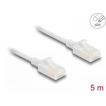 Cablu de retea RJ45 Cat.6A UTP pentru uz industrial Slim 5m Alb, Delock 80362