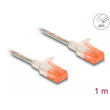 Cablu de retea RJ45 Cat.6A UTP Slim 1m transparent, Delock 80353
