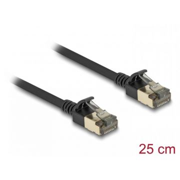 Cablu de retea RJ45 Cat.8.1 FTP Slim Pro 0.25m Negru, Delock 80337