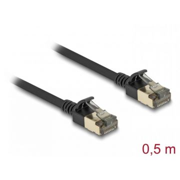 Cablu de retea RJ45 Cat.8.1 FTP Slim Pro 0.5m Negru, Delock 80338