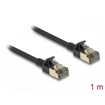 Cablu de retea RJ45 Cat.8.1 FTP Slim Pro 1m Negru, Delock 80339