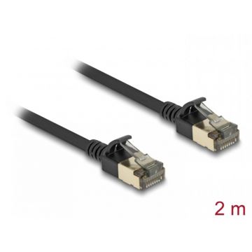 Cablu de retea RJ45 Cat.8.1 FTP Slim Pro 2m Negru, Delock 80340