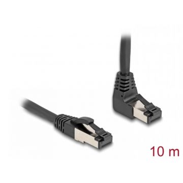 Cablu de retea RJ45 Cat.8.1 S/FTP drept/unghi 90 grade sus 10m Negru, Delock 80398