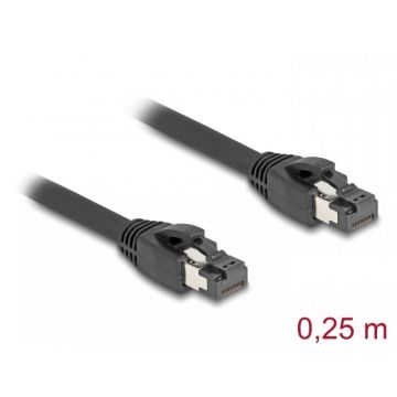 Cablu de retea RJ45 Cat. 8.1 S/FTP LSOH 0.25m Negru, Delock 80231