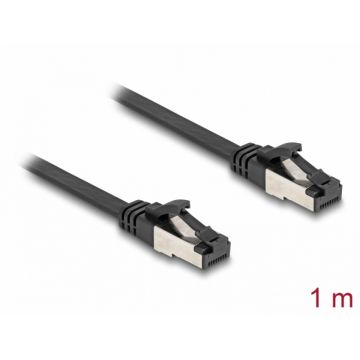 Cablu de retea RJ45 FTP Cat.8.1 flat/flexibil 1m Negru, Delock 80179