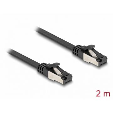 Cablu de retea RJ45 FTP Cat.8.1 flat/flexibil 2m Negru, Delock 80180