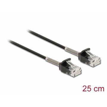Cablu de retea RJ45 UTP Cat.6A cu protectie la indoire 0.25m Negru, Delock 87014