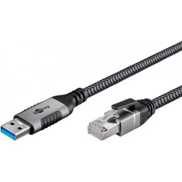 Cablu de retea USB 3.2-A la RJ45 LAN Cat.6 FTP T-T 1m, Goobay G70299