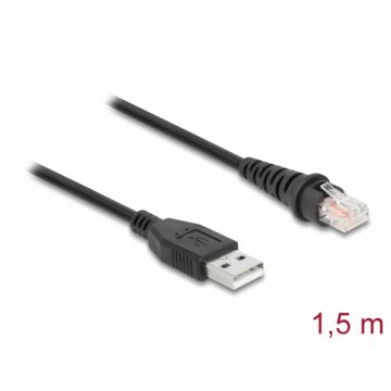 Cablu pentru cititor coduri de bare USB-A la RJ50 1.5m, Delock 90598
