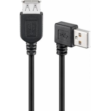 Cablu prelungitor USB 2.0 T-M unghi 90 grade 0.3m Negru, Goobay G95702