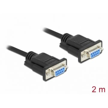 Cablu Serial RS-232 D-Sub 9 pini la D-SUB 9 pini null modem CTS/RTS auto control M-M 2m, Delock 87785