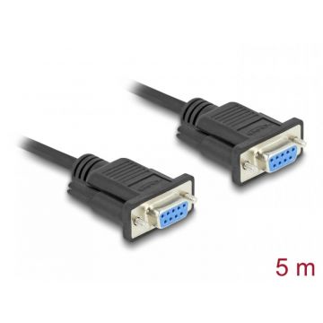 Cablu serial RS-232 DB9 M-M 5m Negru, Delock 86826