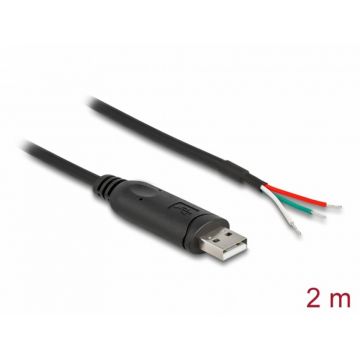 Cablu USB 2.0-A la Serial RS-485 cu 3 x fire deschise 2m, Delock 63509