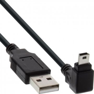 Cablu USB 2.0 la mini USB unghi jos 3m Negru, InLine IL34230