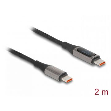 Cablu USB 2.0 type C la USB type C cu indicator LED T-T 2m, Delock 86809