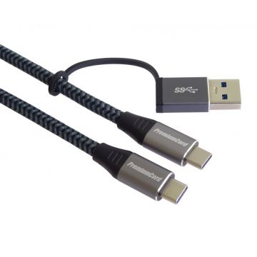Cablu USB 3.2 Gen2 type C + adaptor USB-A T-T 3A/60W 2m, ku31cq2