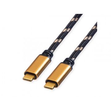 Cablu brodat GOLD USB type C Gen3x2 Emark 100W 1m, Roline 11.02.9038