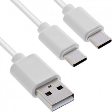 Cablu de alimentare USB-A la 2 x USB type C T-T 1m Alb, InLine IL35121W