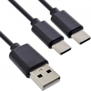 Cablu de alimentare USB-A la 2 x USB type C T-T 1m Negru, InLine IL35121