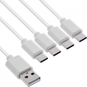 Cablu de alimentare USB-A la 4 x USB type C T-T 1m Alb, InLine IL35141W