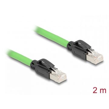 Cablu de retea RJ45 Cat.6A SFTP TPU 2m Verde pentru medii industriale, Delock 80890