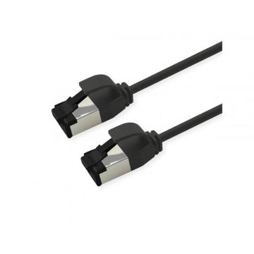 Cablu de retea RJ45 Slim U/FTP Cat. 8.1 (Class I) LSOH 0.3m Negru, Roline 21.15.3261