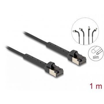 Cablu de retea Slim RJ45 Cat.6A U/FTP unghi/unghi Negru 1m, Delock 80934