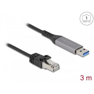 Cablu de retea USB 3.1-A la RJ45 Gigabit LAN 3m, Delock 60757