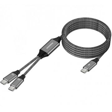 Cablu Intelligent fast charging USB type C la 2 x USB type C 1m, ku31pow02