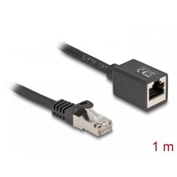 Cablu prelungitor de retea RJ45 Cat.6A S/FTP T-M 1m, Delock 90294