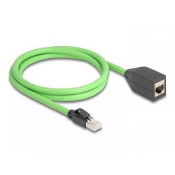 Cablu prelungitor de retea RJ45 Cat.6A SFTP TPU 1m Verde pentru medii industriale, Delock 80880